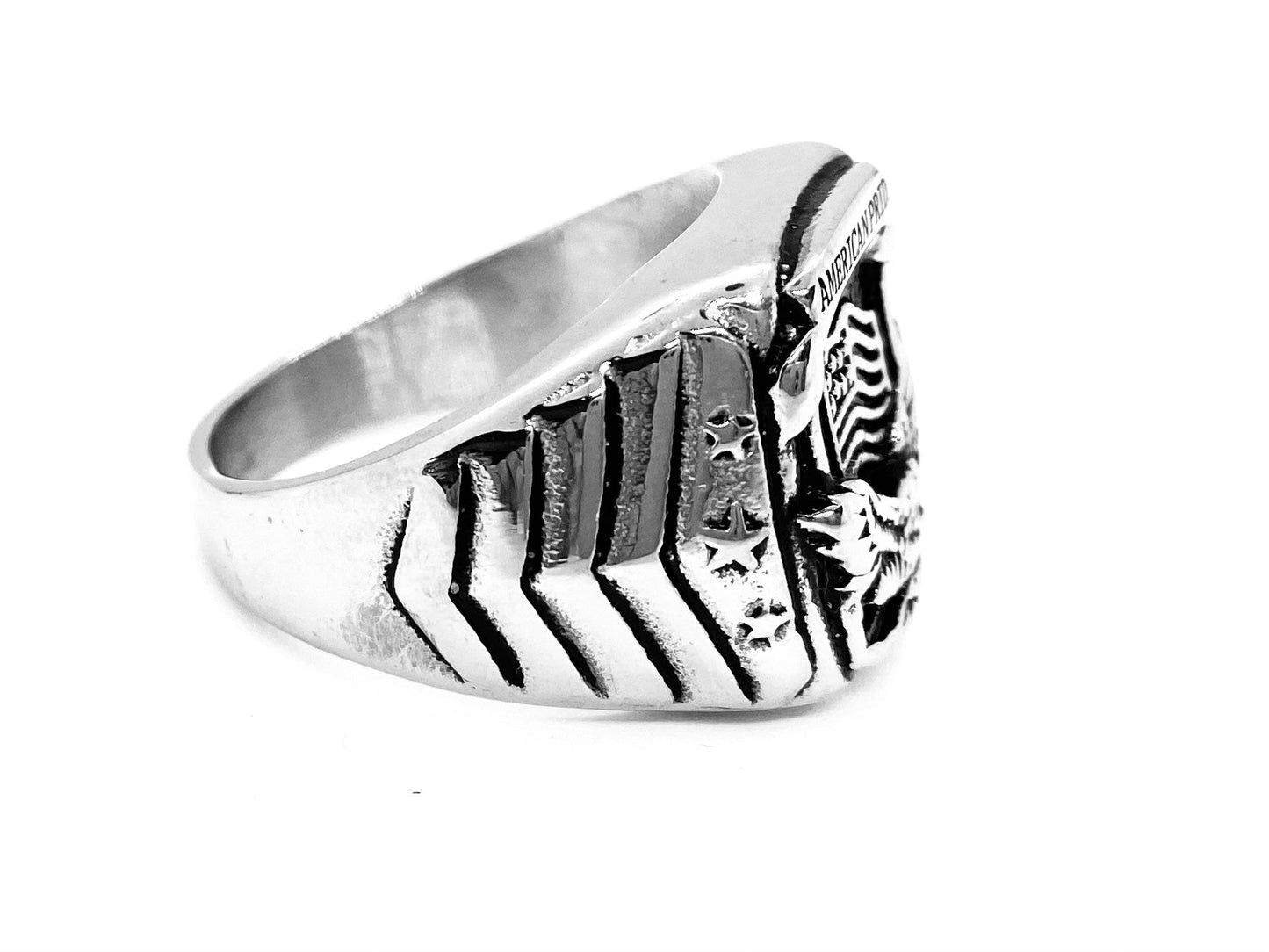 Men’s American Pride Eagle Flag Ring – Stainless Steel Patriotic Biker Ring