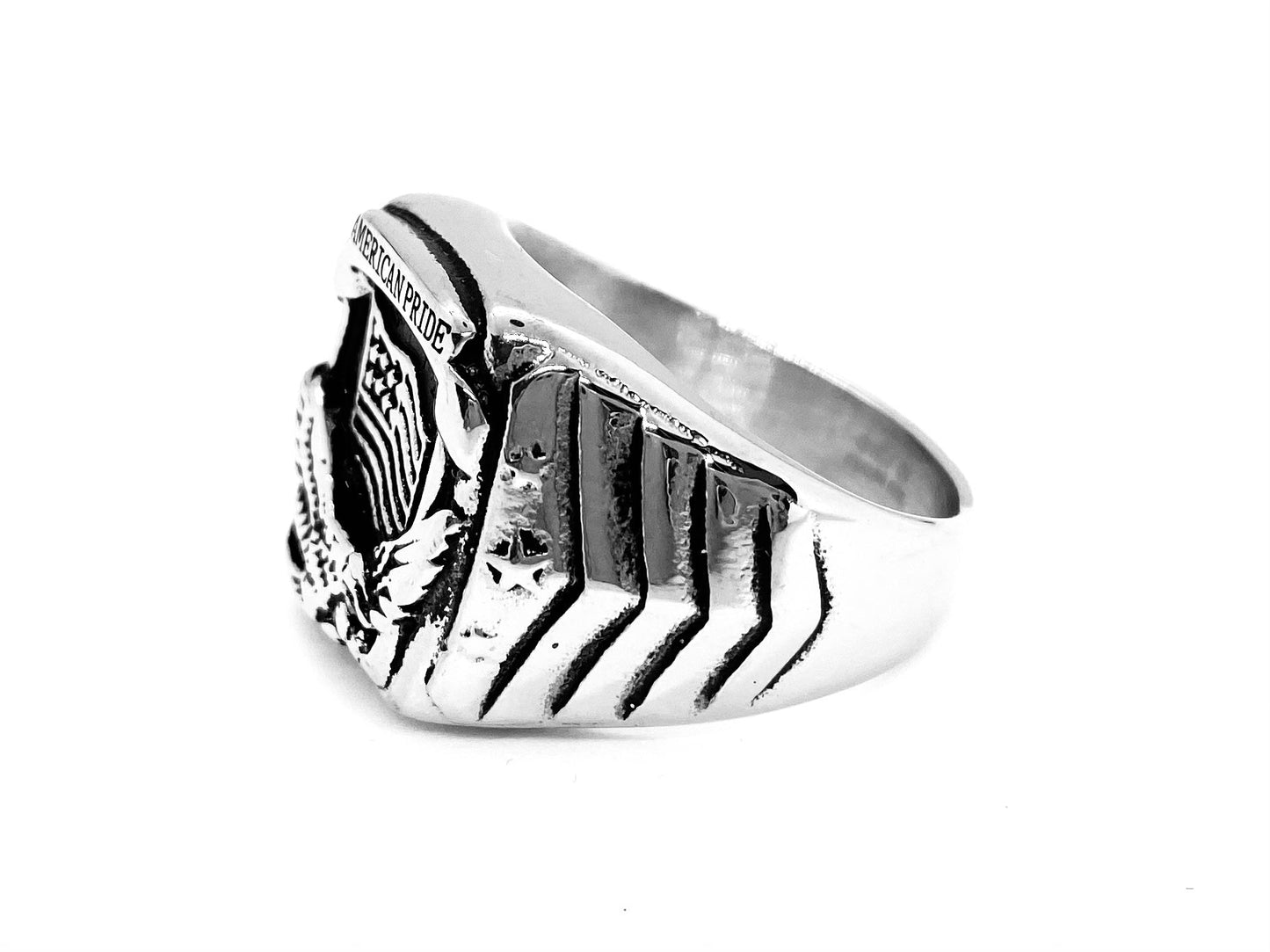 Men’s American Pride Eagle Flag Ring – Stainless Steel Patriotic Biker Ring