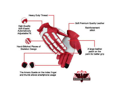 Skeletal Grip Red and White Skeleton Design Riding Glove - view 2