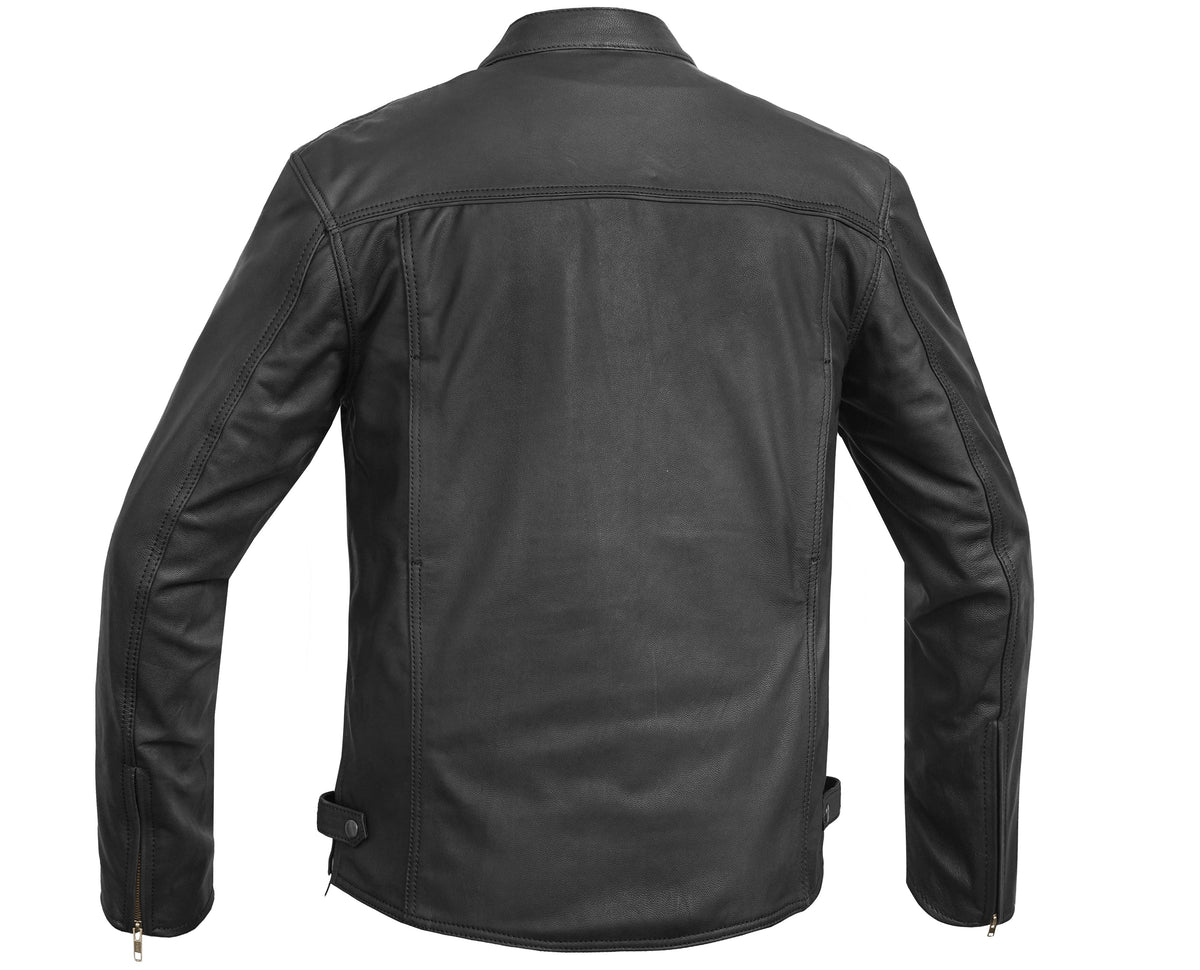 Men's Black Scooter Leather Jacket - view 2