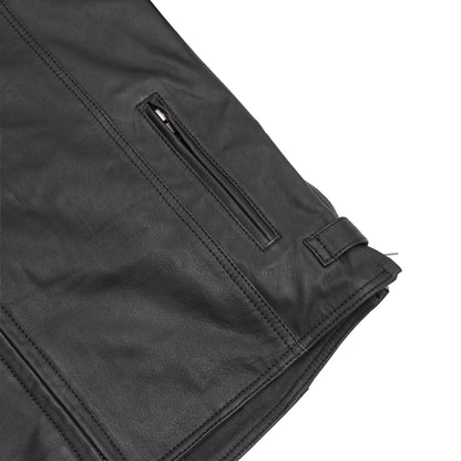 Men's Black Scooter Leather Jacket - view 9