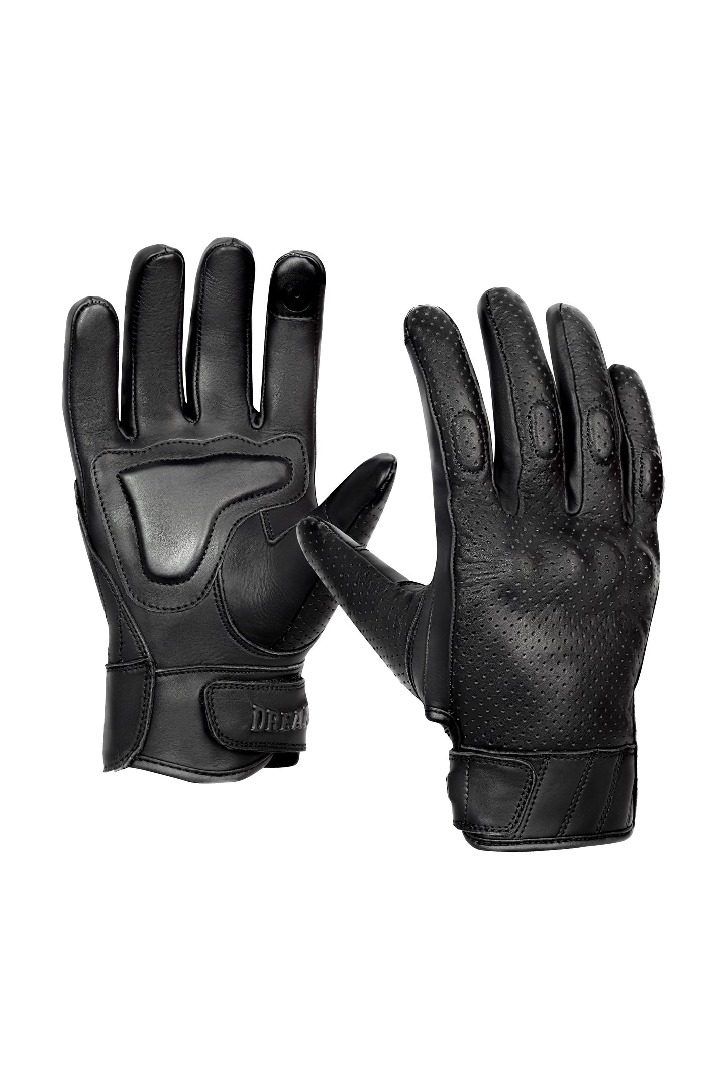 Dream Apparel Men’s Leather Motorcycle Gloves Perforated Leather Internal EVO-Mould Knuckle Protect