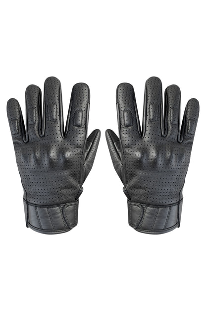 Dream Apparel Men’s Leather Motorcycle Gloves Perforated Leather Internal EVO-Mould Knuckle Protect