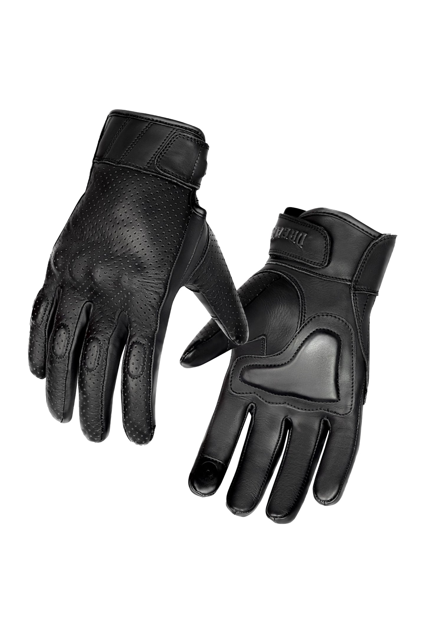 Dream Apparel Men’s Leather Motorcycle Gloves Perforated Leather Internal EVO-Mould Knuckle Protect
