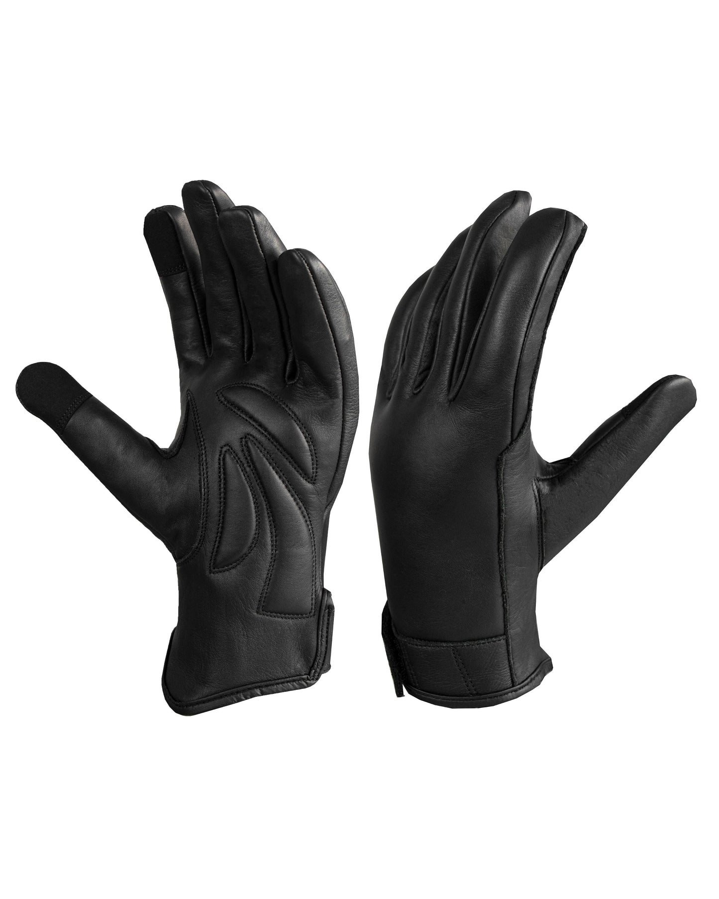 Dream Apparel Men's Black Genuine Cowhide Leather Motorcycle Full Finger Gloves