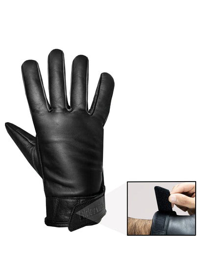Dream Apparel Men's Black Genuine Cowhide Leather Motorcycle Full Finger Gloves