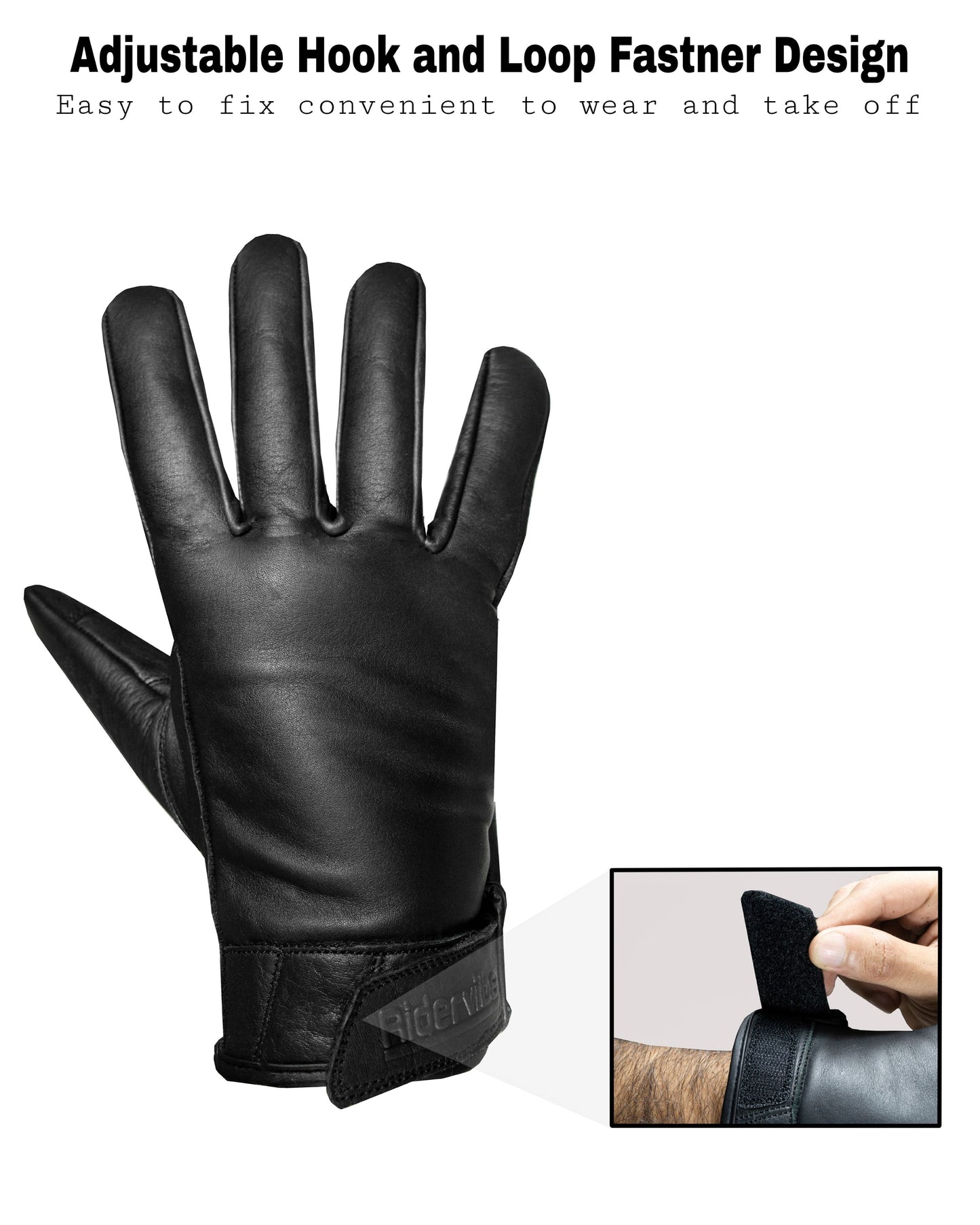 Dream Apparel Men's Black Genuine Cowhide Leather Motorcycle Full Finger Gloves