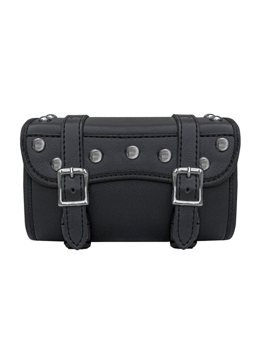 Dream Apparel Motorcycle Tool Bag Stylish Studs Design Secure Buckle Strap Universal Fit for Cruiser