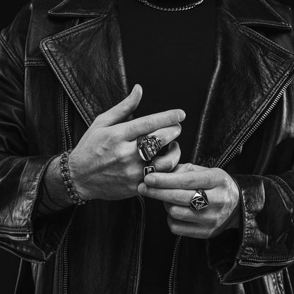 Stainless Steel Trucker Hat Skull Ring