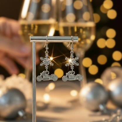 SK2705 Ladies Holiday Earrings Snowflake with Motorcycle