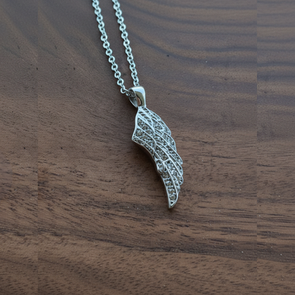 Women’s Angel Wing Crystal Necklace – Stainless Motorcycle Jewelry
