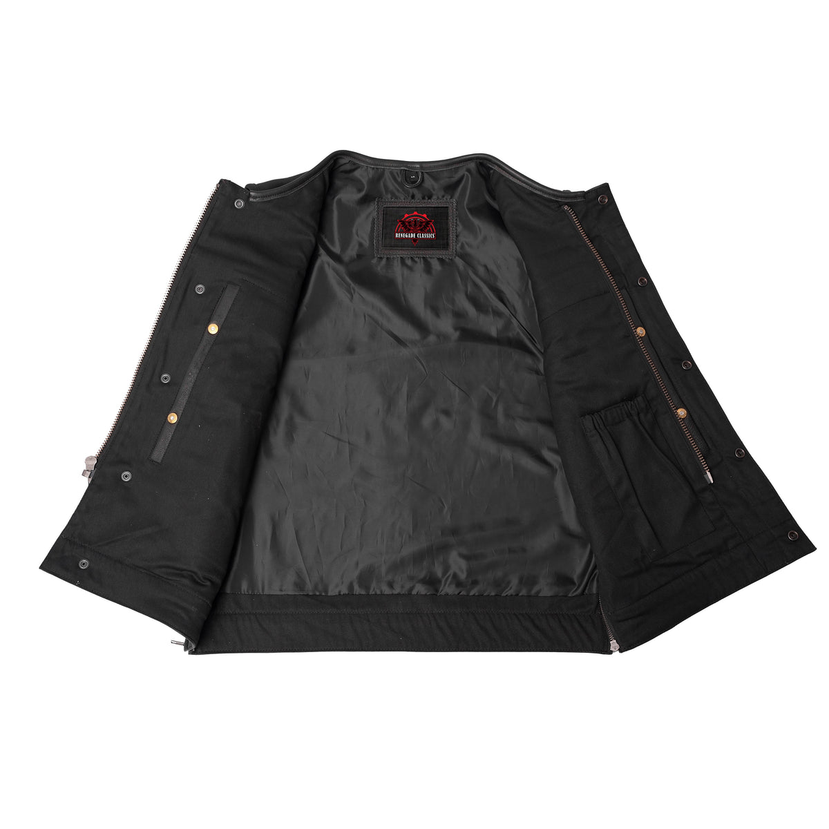 Men's Black Leather Motorcycle Vest with Upgraded Style - view 5