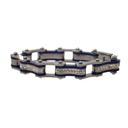 VJ1115 Two Tone Silver/Candy Blue W/White Crystal Centers - view 2