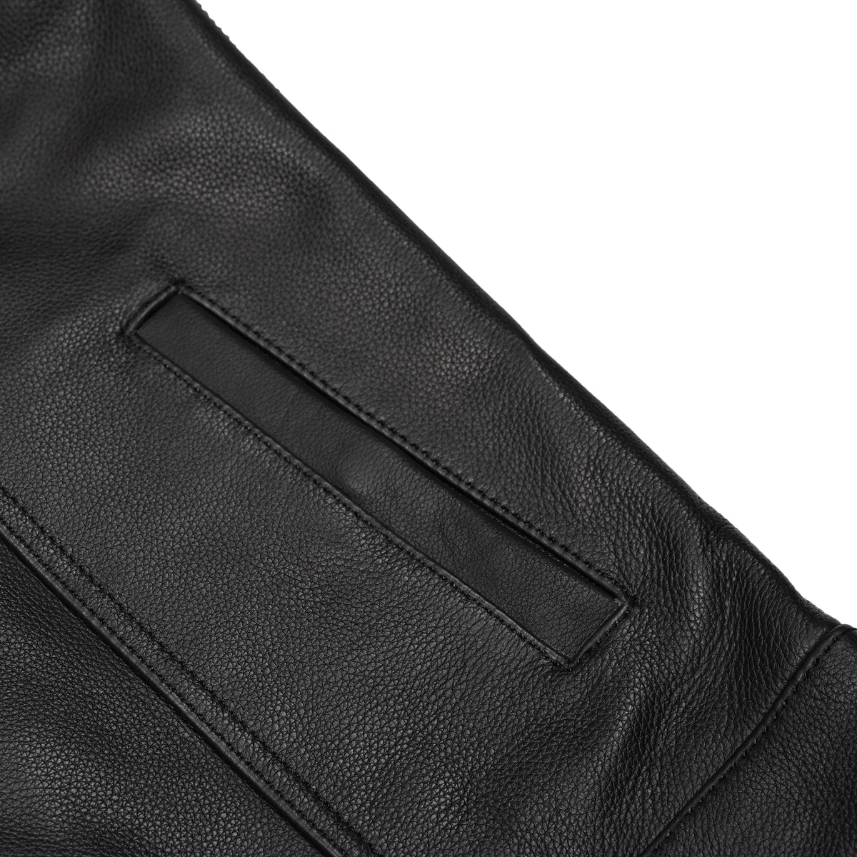 Men's Black Leather Motorcycle Vest with Removable Hood - view 10
