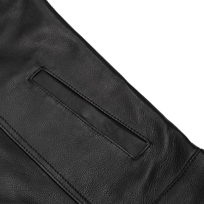 Men's Black Leather Motorcycle Vest with Removable Hood - view 10