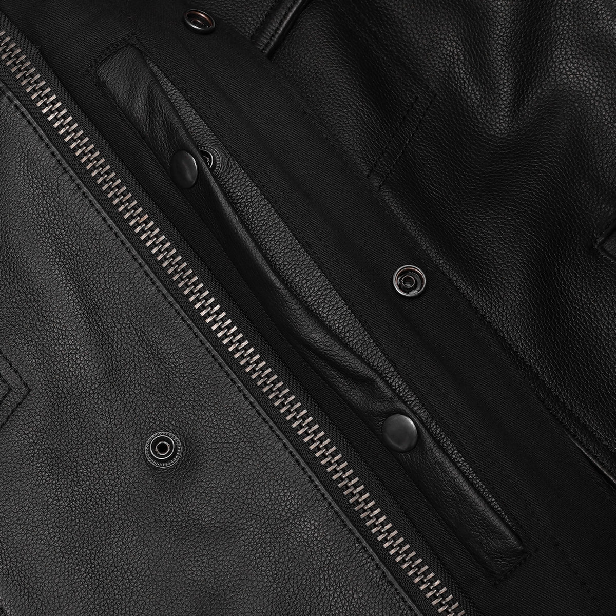 Men's Black Leather Motorcycle Vest with Removable Hood - view 8