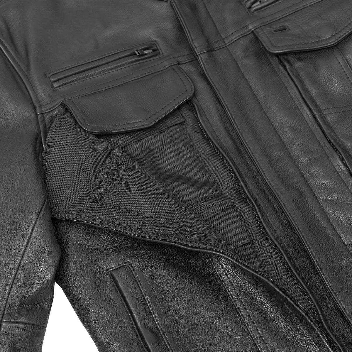 Men's Black Utility Style Motorcycle Jacket - view 7