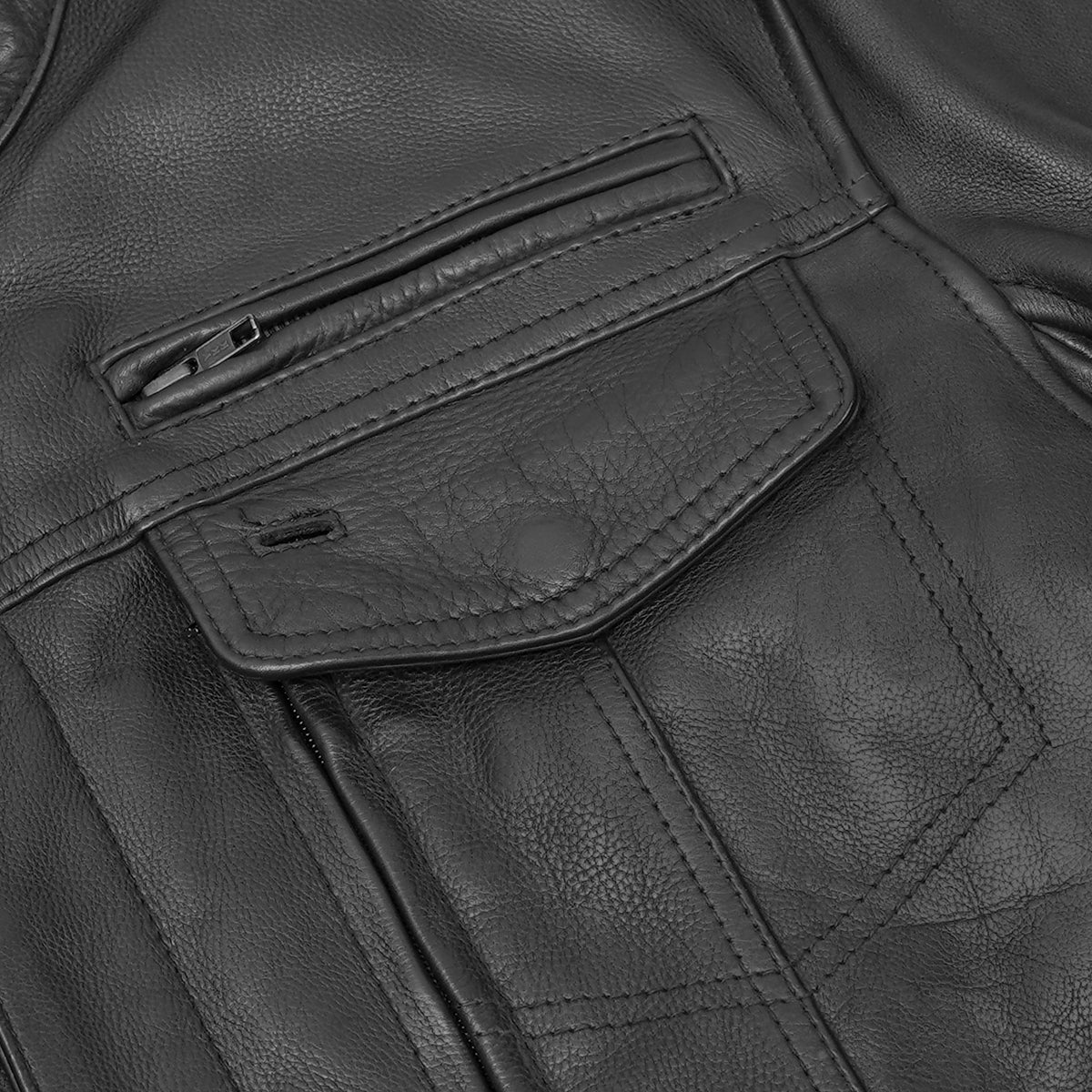 Men's Black Utility Style Motorcycle Jacket - view 8