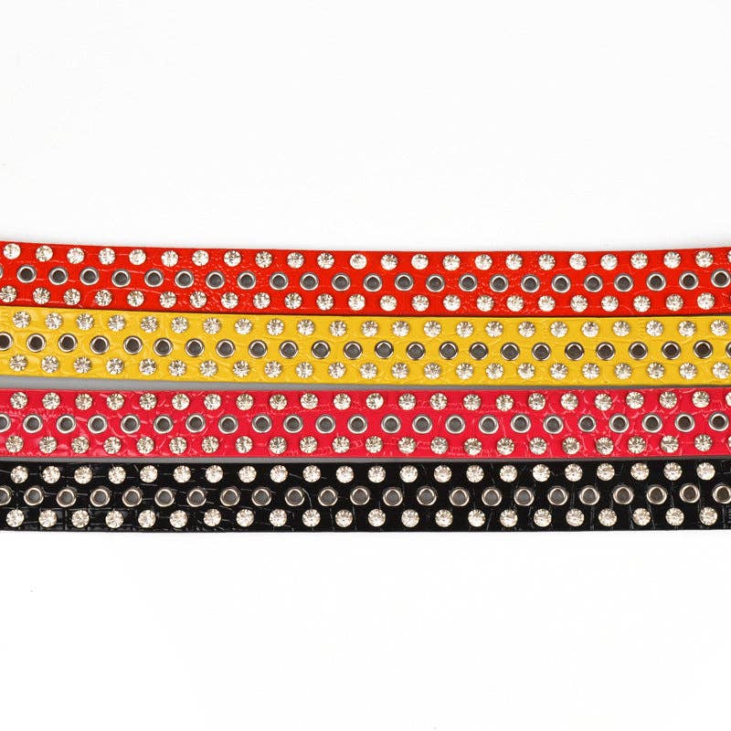 Fashion Shiny Rhinestone Women's Belt: Red / One Size
