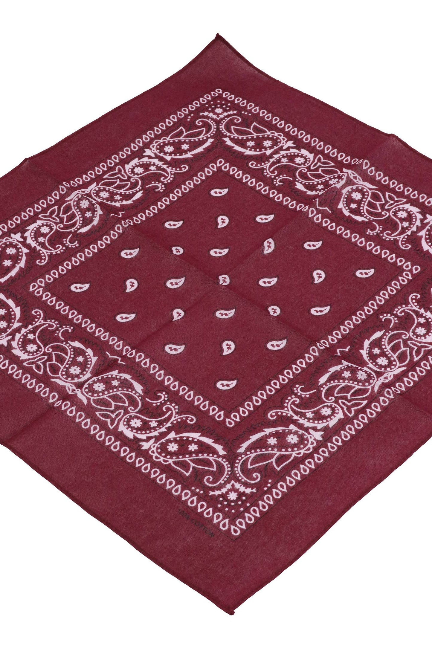 Classic Paisley Print Square Cotton Bandana: BLACK / ONE SIZE