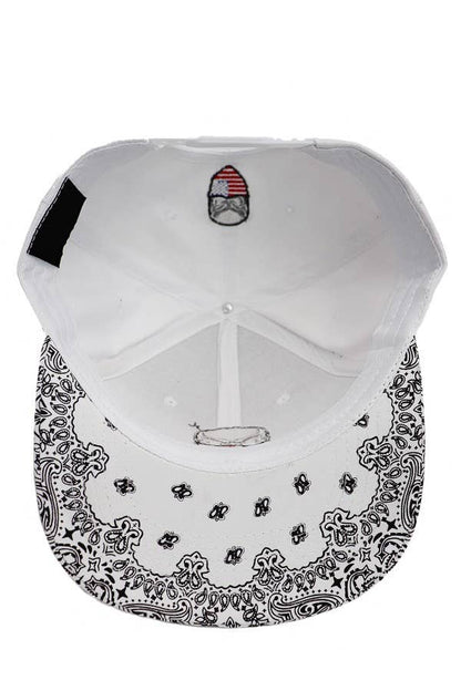 American Flag Skull Snapback: White