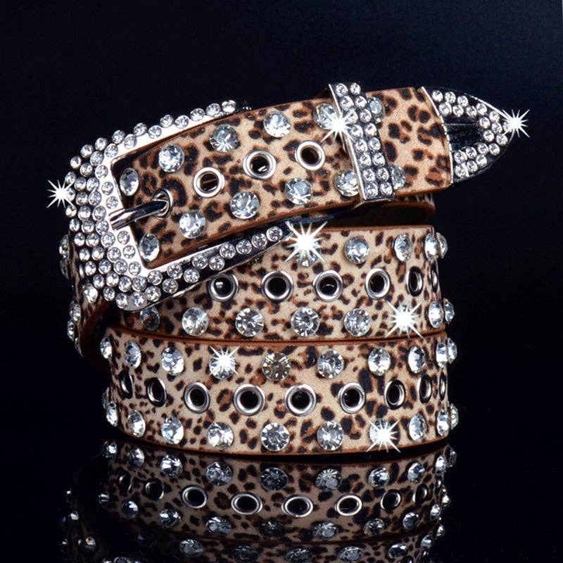 Fashion Shiny Rhinestone Women's Belt: Red / One Size