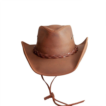 Genuine Leather Western Hat - Style Hollywood: Black / LG