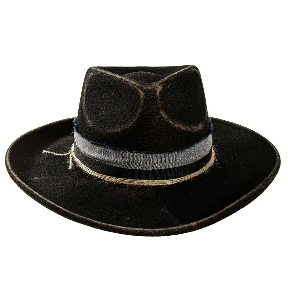 Crushable Wool Felt Teardrop Fedora Hat - Style Small Town: Black / MD