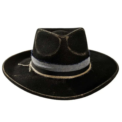 Crushable Wool Felt Teardrop Fedora Hat - Style Small Town: Black / MD