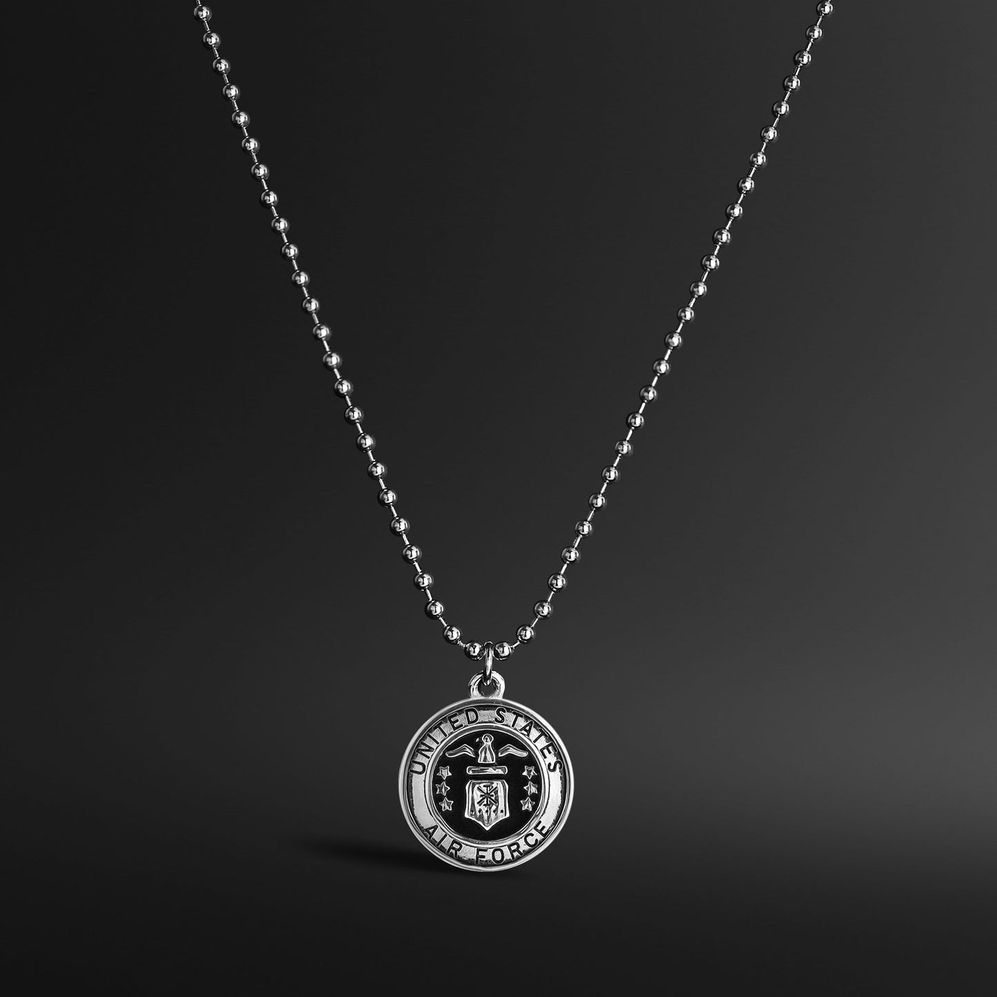 United States Air Force Stainless Steel Polished Pendant on Ball Chain