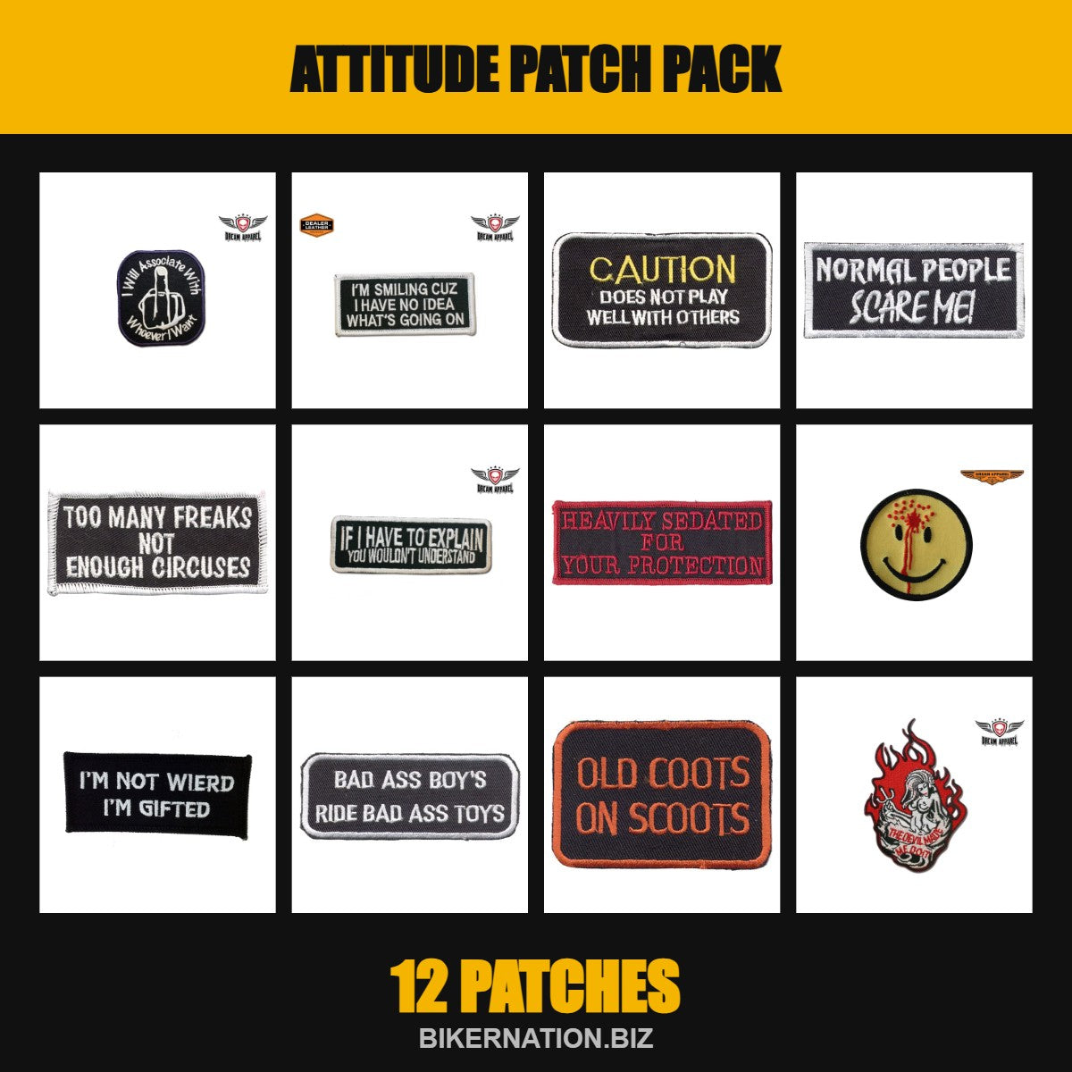 Attitude Patch Pack – 12 Patches