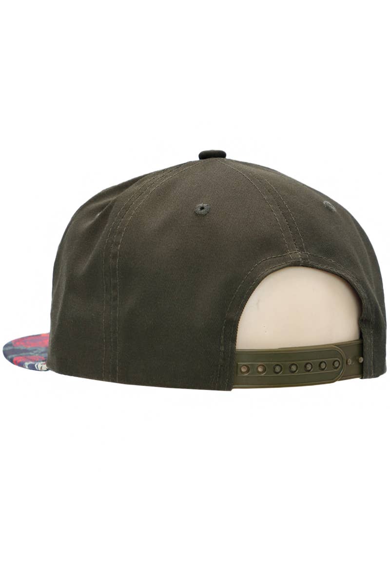 Marijuana Sugar Skull Rose Print Cotton Snapback: Black