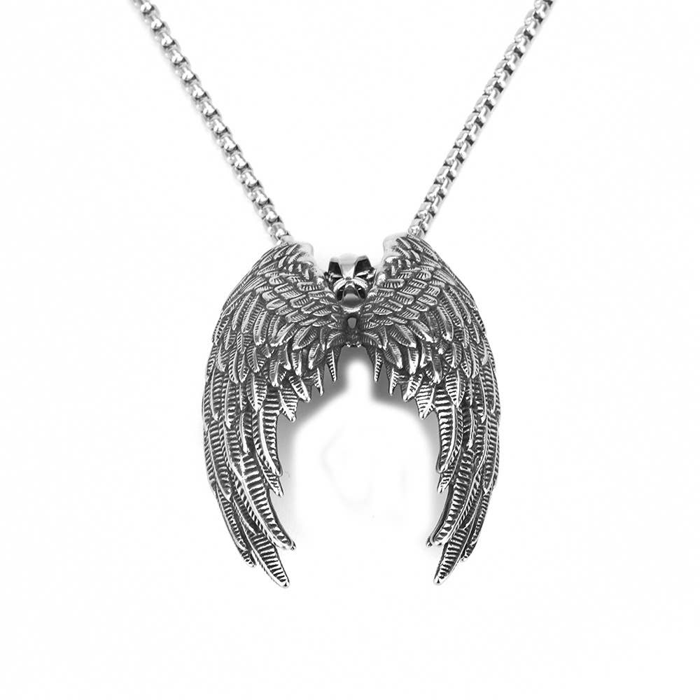 Vintage Angel Wings Stainless Steel Necklace
