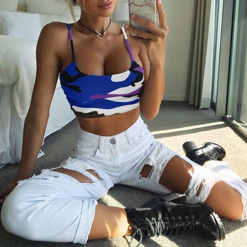 Devil's Claw Printed Sheath Bustier Tank Top: White_Claw / S