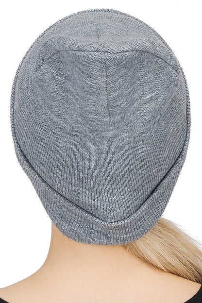 Middle Finger Up Skeleton Cuffed Classic Beanie: BLACK/WHITE / ONE SIZE