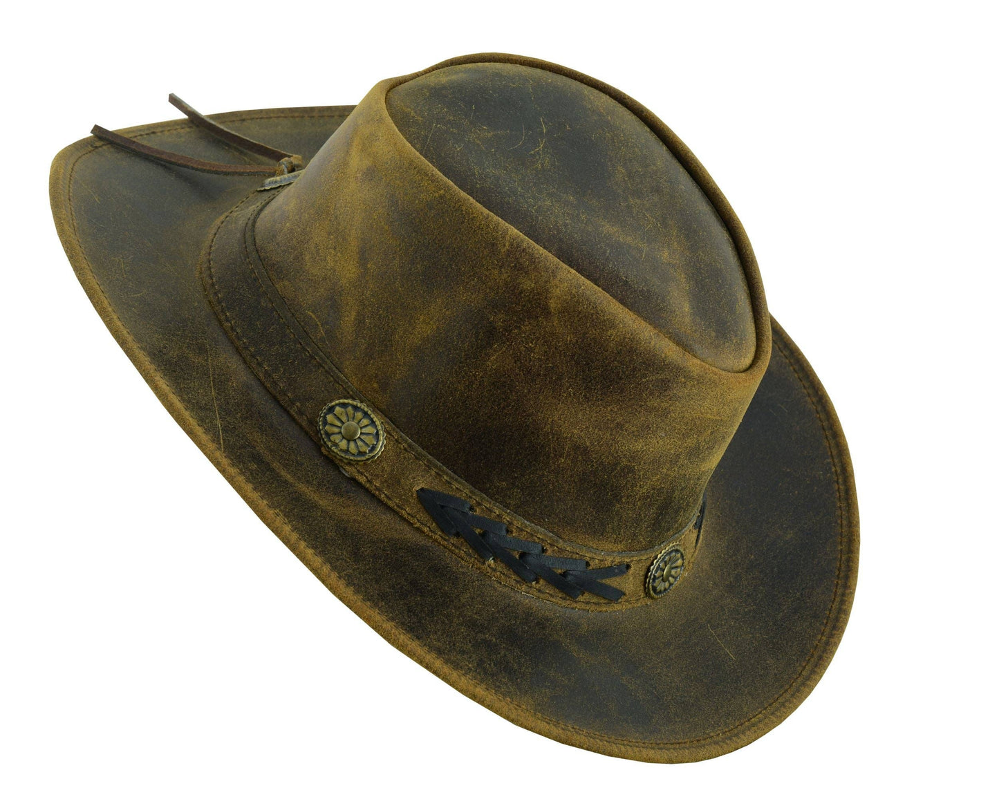 Sahara Leather Hats Western Style for Men and Women shapeabl: Tan Brown / S