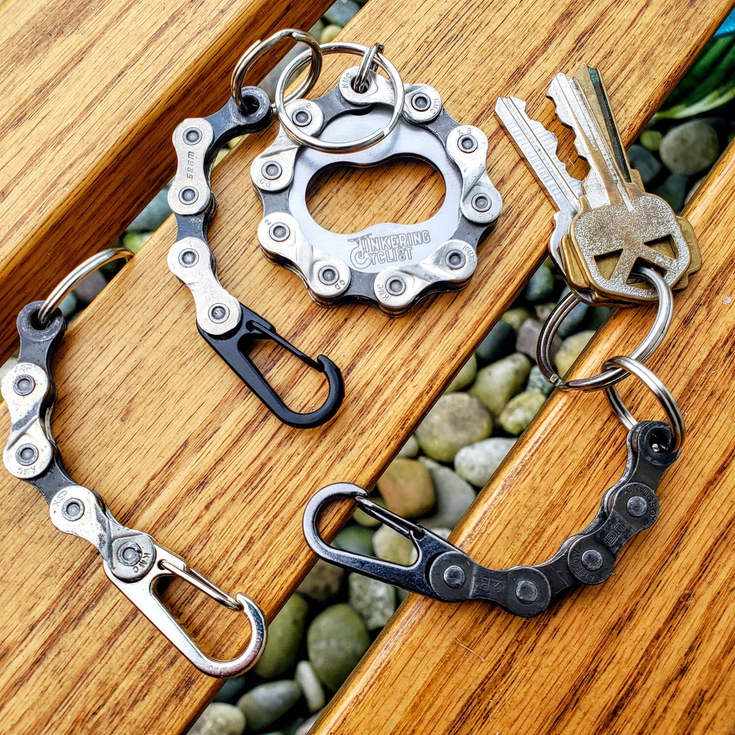 Bicycle Connecting Keychains w/ Upcycled Bike Chain: Assorted / Keyring
