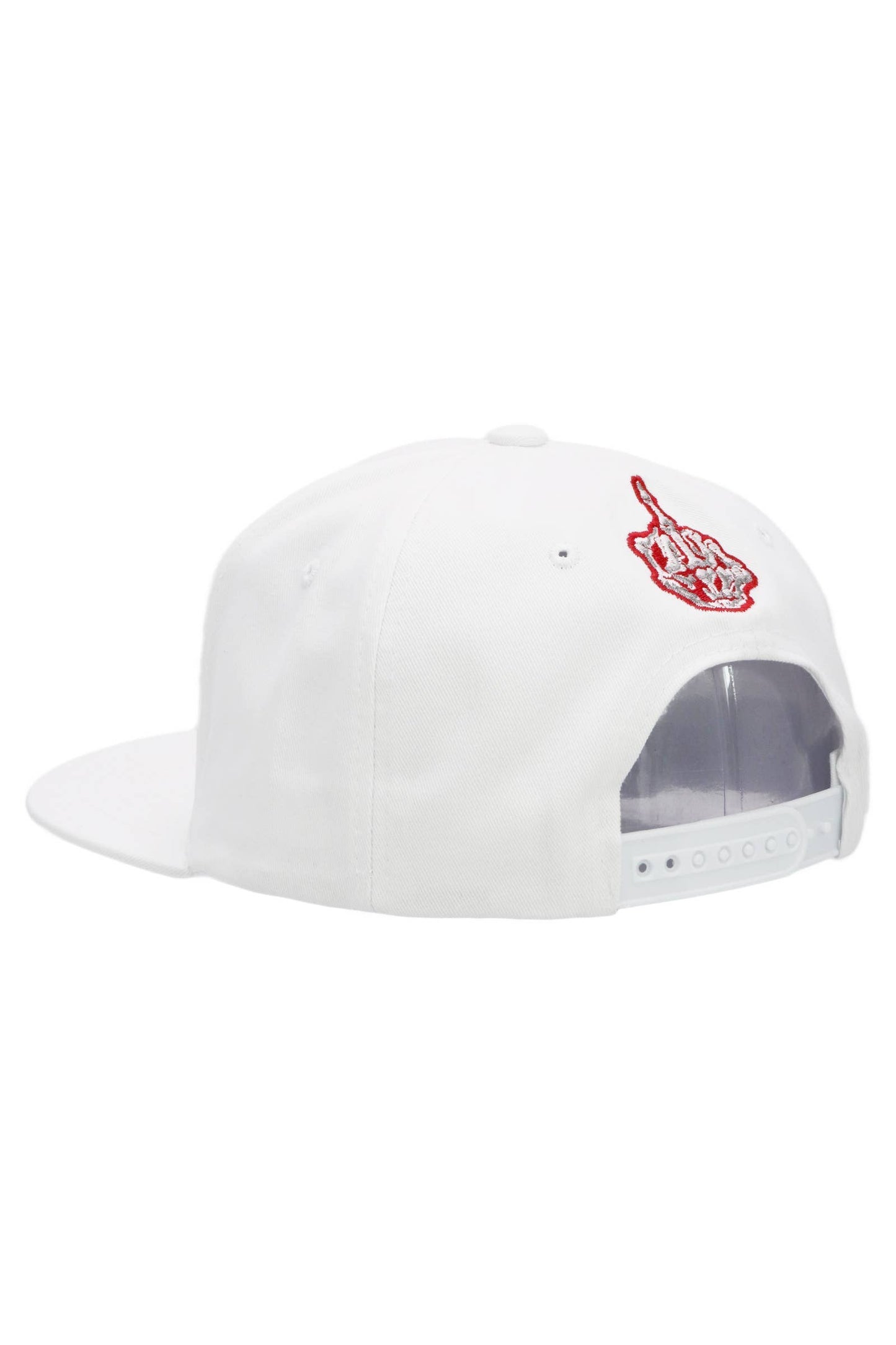 Middle Finger Up Skeleton Cotton Snapback: WHITE/BLACK / ONE SIZE