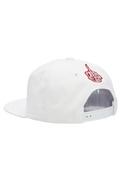 Middle Finger Up Skeleton Cotton Snapback: WHITE/BLACK / ONE SIZE