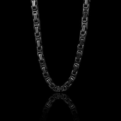Stainless Steel Black Byzantine Chain Necklace