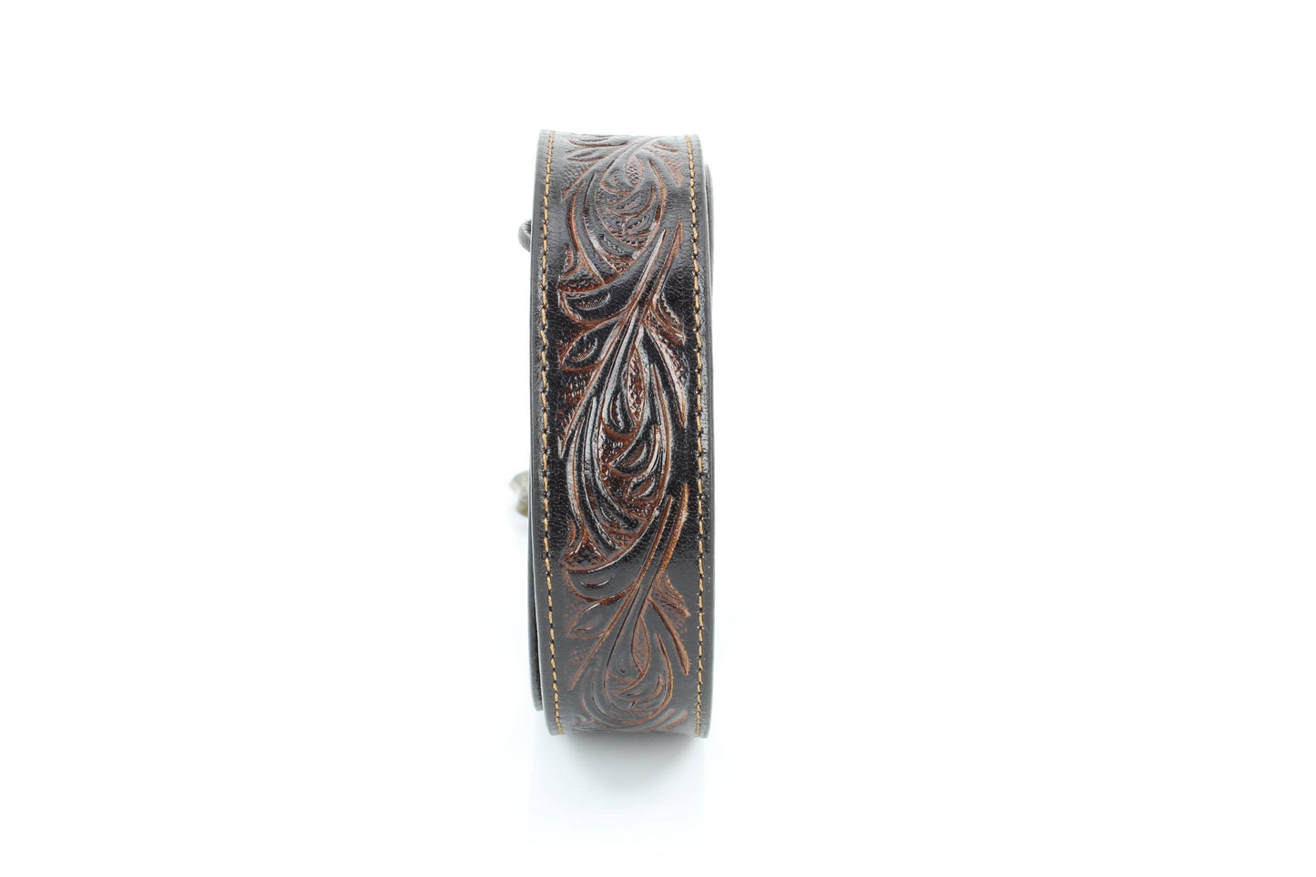 Floral Tooled Western Belt with Engraved Buckle ABB 031 BRWN