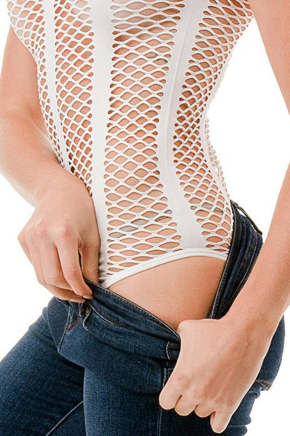 BST18 FISHNET BODYSUITS: Black