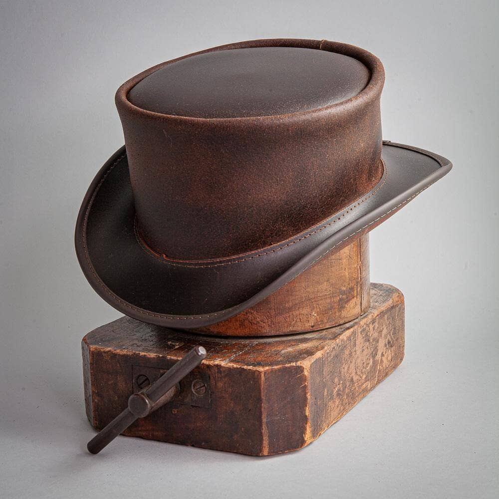Genuine Leather Top Hat - Style Marlow Unbanded: Burnt Honey / XL