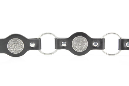 Women’s Black Concho Belt Sunburst Brass ABLB 37-2560