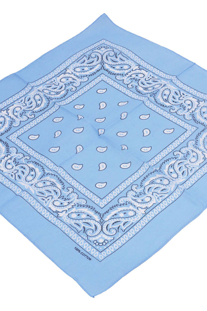 Classic Paisley Print Square Cotton Bandana: BLACK / ONE SIZE