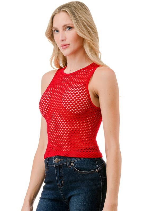 NT74 FISHNET TANK TOP: White