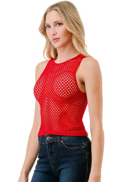 NT74 FISHNET TANK TOP: White