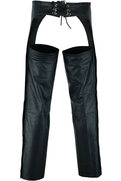 Leather Guard  Unisex leather motorcycle chaps - Black