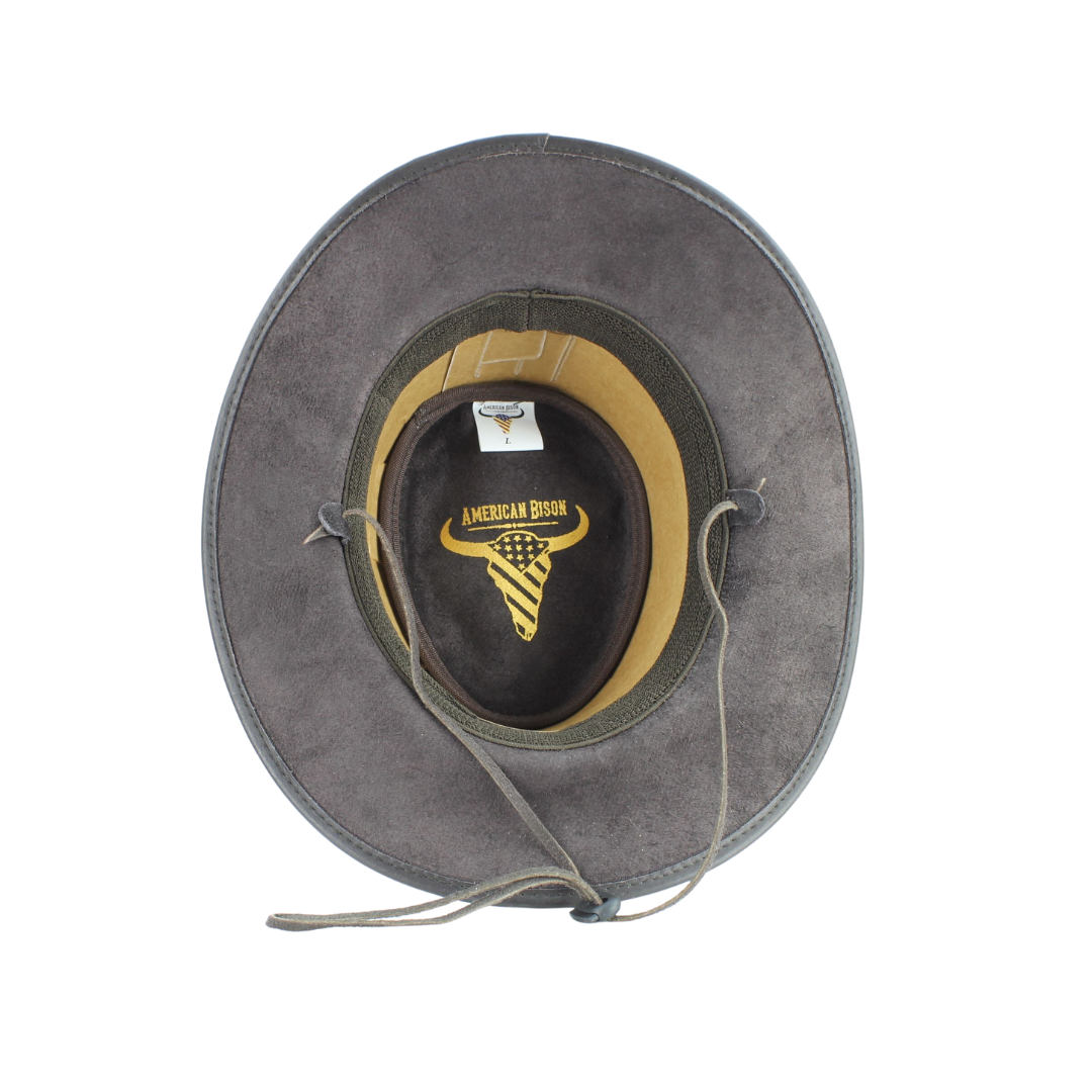 American Bison Crushable Cowboy Hat with Braided Hat Band: Brown / Large