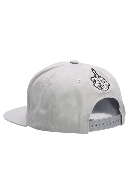 Middle Finger Up Skeleton Cotton Snapback: WHITE/RED / ONE SIZE